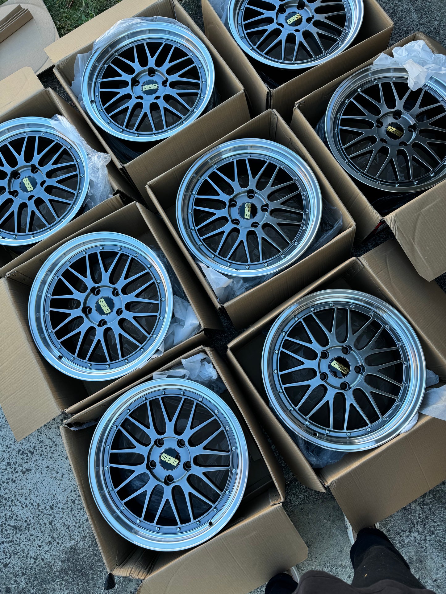 18x8 BBS LM gun metal with silver lip ( black bbs logo ) 5x120 fit most bmw and holden