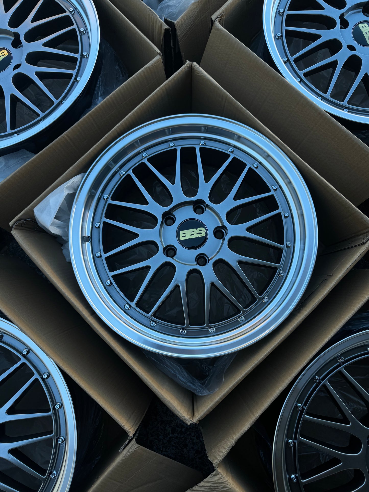 18x8 BBS LM gun metal with silver lip ( black bbs logo ) 5x120 fit most bmw and holden