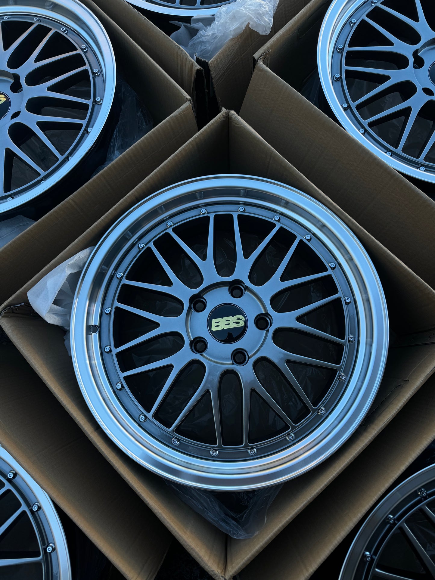 18x8 BBS LM gun metal with silver lip ( black bbs logo ) 5x120 fit most bmw and holden