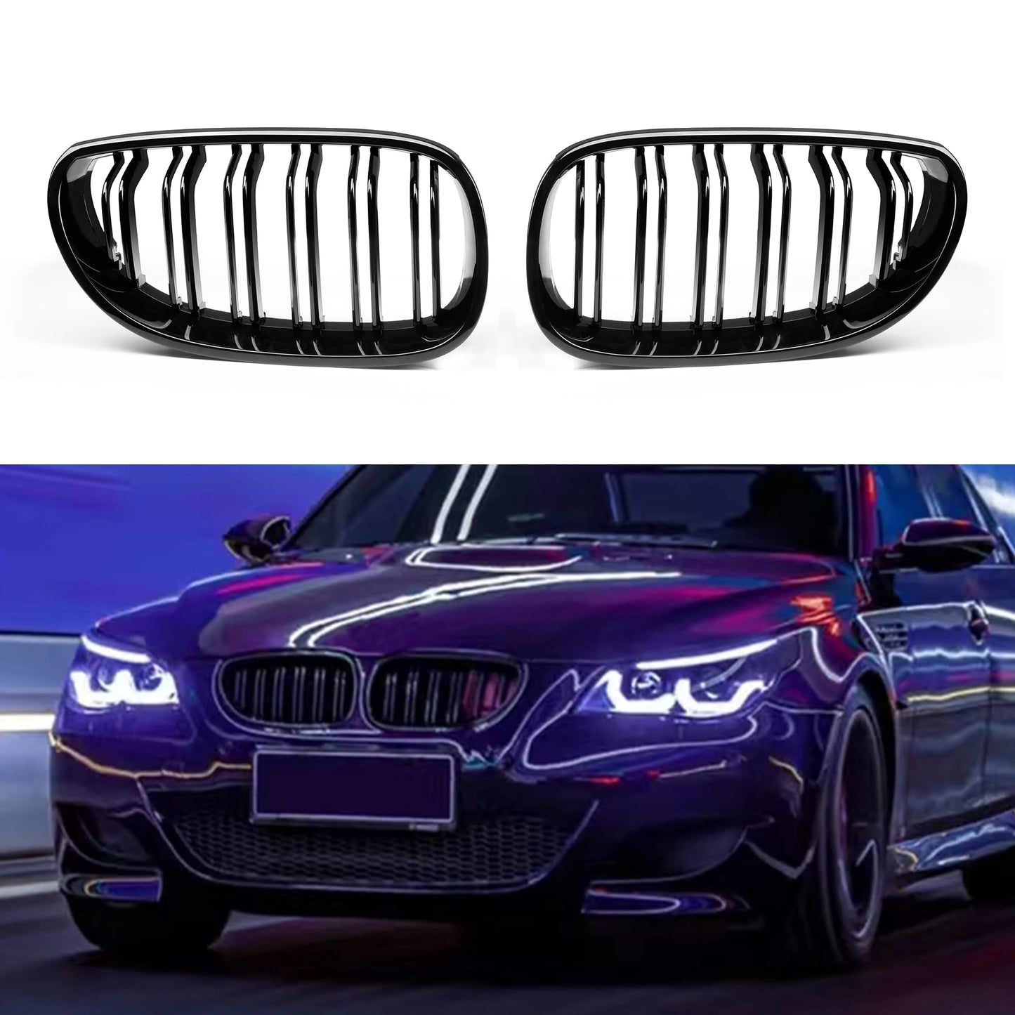 ABS BMW E60 gloss black grills