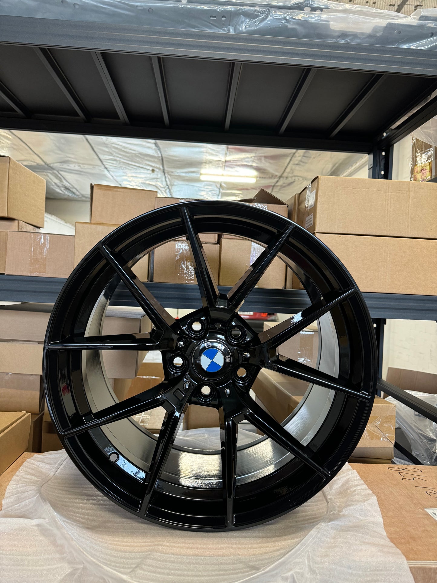 19 inch Bmw style 763 gloss black reps 5x120 staggered front et35 rear et44 (set of 4 )