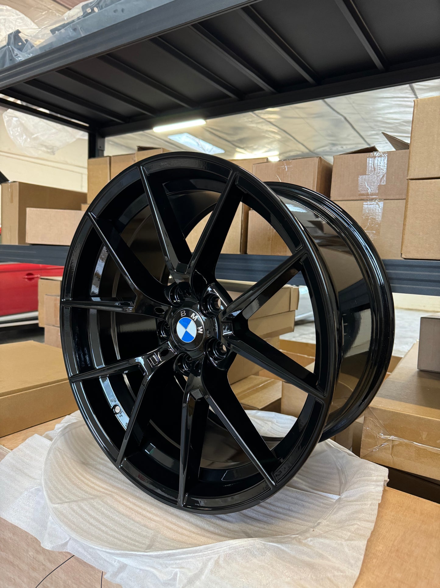 19 inch Bmw style 763 gloss black reps 5x120 staggered front et35 rear et44 (set of 4 )