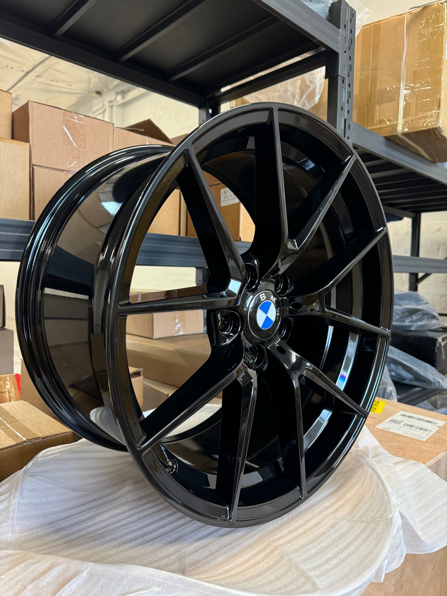 19 inch Bmw style 763 gloss black reps 5x120 staggered front et35 rear et44 (set of 4 )